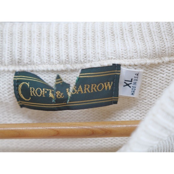 90s Bald Eagle Chunky Knit Made In USA‎ XL Sweater Embroidery VTG Croft & Barrow - Picture 4 of 8